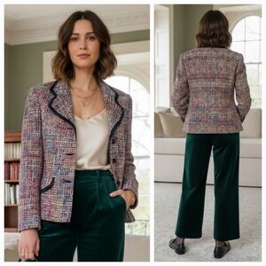 Sag Harbor 8P Vintage Old Money Timeless Eclectic Preppy Rainbow Tweed Blazer